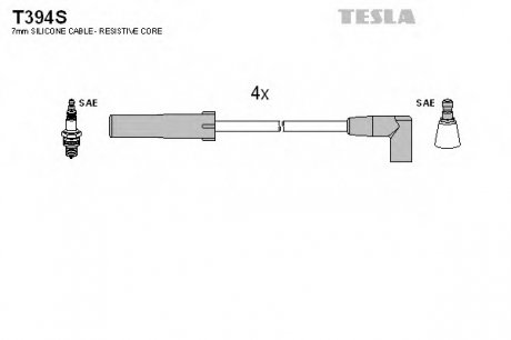 Провода зажигания ВАЗ 2107i, Нива 21214, 2123 (моновпрыск) силикон Tesla T394S (фото 1)