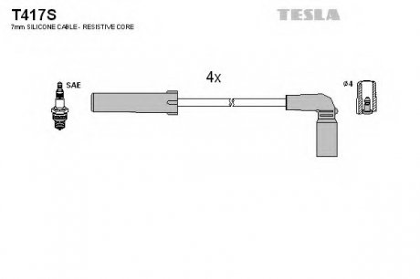 Провода зажигания УМЗ 4216 Evro-3 силикон Tesla T417S (фото 1)