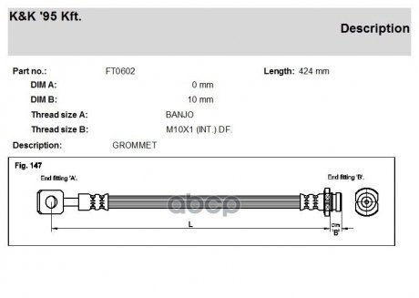 Шланг тормозной Матиз передний K&K FT 0602 (фото 1)