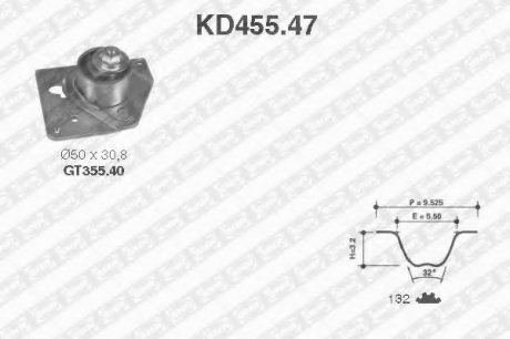 Ремонтний комплект для заміни паса газорозподільчого механізму NTN SNR KD455.47 (фото 1)