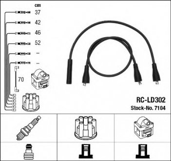 Дріт запалювання (код 7104) ВАЗ 2101-099 (1200-1600),Таврія 1,1;1,3 (вир-во) NGK RC-LD302 (фото 1)