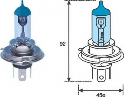 Лампа розжарювання H4 12V 60/55W P43t BLUE LIGHT(вир-во) Magneti Marelli 002602100000 (фото 1)