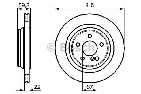 Тормозной диск задний DВ 220, 215 S500; S600; CL500; CL600,S55 AMG Bosch 0986478966 (фото 1)