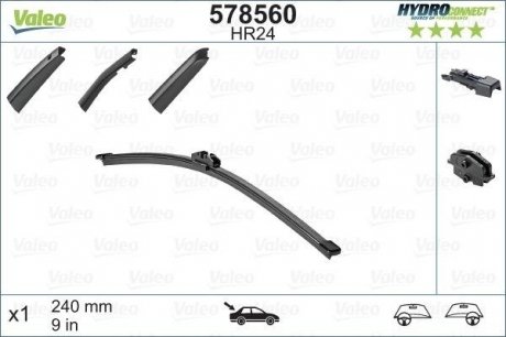 Щетка стеклоочистителя HR24 HydroConnect Rear 24cm x 1шт. Valeo 578560 (фото 1)