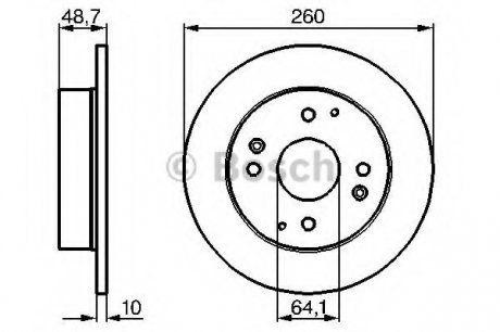 Тормозной диск задний HONDA Accord; ROVER 620, 623 93- (260*10) Bosch 0986478172 (фото 1)