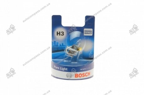 Автолампа (12V 55W H3 PURE LIGHT блистер) Bosch 1 987 301 006 (фото 1)