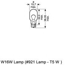 Лампа W16W; W16W 12V 16W W2,1X9,5D 2шт OSRAM 921-02B (фото 1)