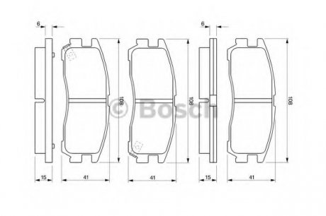 Тормозные колодки дисковые задние OPEL Sintra 96- (с ABS) Bosch 0986424467 (фото 1)