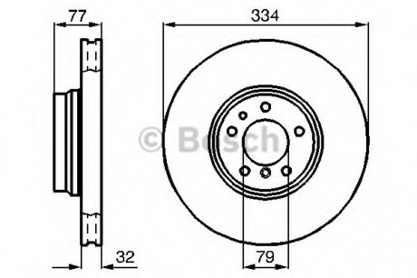 Тормозной диск передний BMW E38 740d, 750i 94-01 (334*32) Bosch 0986478623 (фото 1)