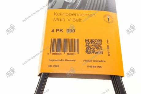 Пас привідний з довжиною кола понад 60см, але не більш як 180см Contitech 4PK990