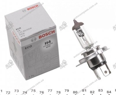 Автолампа (12V 60, 55W H4 ECO картон) Bosch 1987302803 (фото 1)