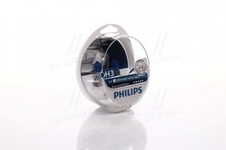 Лампа розжарювання H3 12V 55W PK22s Diamond Vision 5000K (вир-во) PHILIPS 12336DVS2 (фото 1)