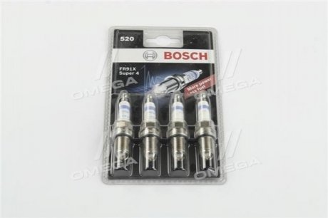Свеча зажигания FR91X SUPER-4 4 шт. Bosch 0242222804 (фото 1)