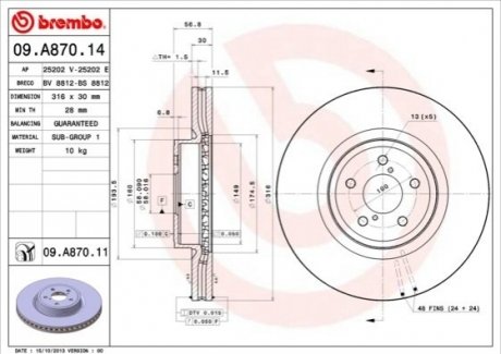 Тормозной диск Painted disk BREMBO 09.A870.11 (фото 1)