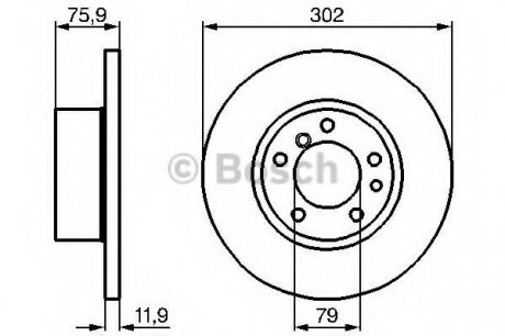 Тормозной диск передний BMW 5-serie (E34) (302*12) Bosch 0986478319 (фото 1)