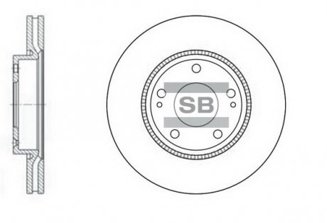 Тормозной диск передний NF SONATA(15")(Корея) Sangsin SD1048 (фото 1)