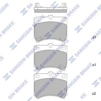 Кт. тормозные колодки дисковые Sangsin SP1049 (фото 1)