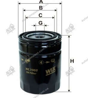 Фільтр масляний двигуна AUDI, VW /OP525 (вир-во -FILTERS UA) WIX FILTERS WL7068 (фото 1)