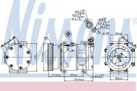 Компрессор кондицiонера renault duster, logan, sandero (вир-во) NISSENS 89148 (фото 1)