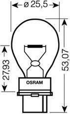Лампа допоміжн. освітлення 27W 12V W2,5X16D 5XF (вир-во) OSRAM 3156 (фото 1)