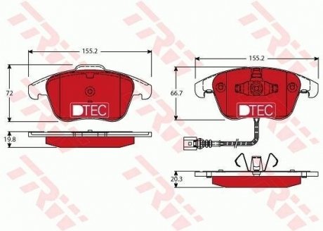 Комплект тормозных колодок, дисковый тормоз TRW GDB1762DTE (фото 1)