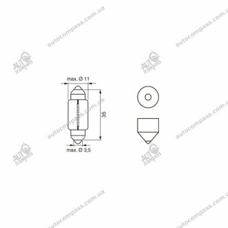 Лампа розжарювання C5W 12V 5W SV8,5 (38мм) (вир-во) Bosch 1987302810