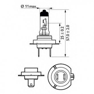 Лампа розжарювання H7 12V 55W PX26d Vision +30 (вир-во) PHILIPS 12972PRC2 (фото 1)