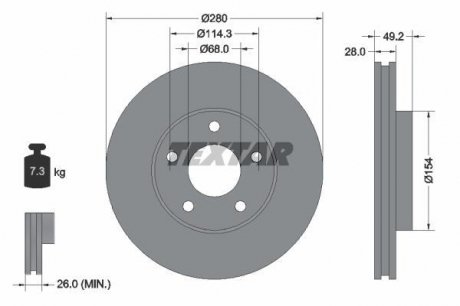 Тормозной диск PRO TEXTAR 92109403 (фото 1)