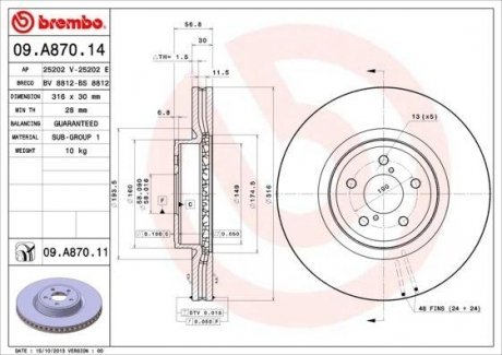 Тормозной диск BREMBO 09.A870.14 (фото 1)