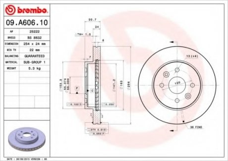 Тормозной диск BREMBO 09.A606.10 (фото 1)