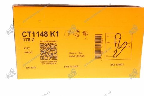 Фото 1 - ремонтний комплект для заміни паса газорозподільчого механізму Contitech CT1148K1 Ремонтний комплект для заміни паса газорозподільчого механізму Contitech CT1148K1 (фото 1)