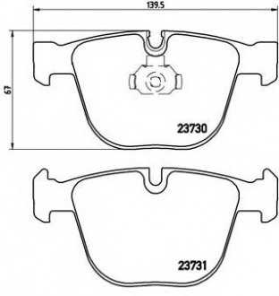 Гальмівні колодки БМВ 3 (е90), 5 (е60), 7 (е65) задні BREMBO P06026 (фото 1)