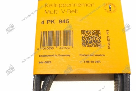 Пас привідний з довжиною кола понад 60см, але не більш як 180см Contitech 4PK945