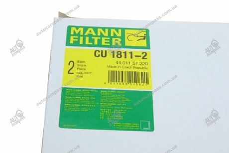 Фільтр, повітря у внутрішній простір MANN CU 1811-2