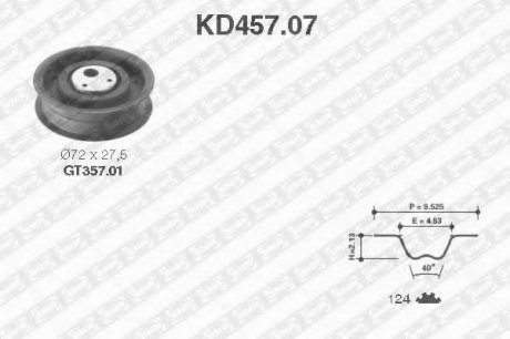 Ремонтний комплект для заміни паса газорозподільчого механізму NTN SNR KD457.07 (фото 1)