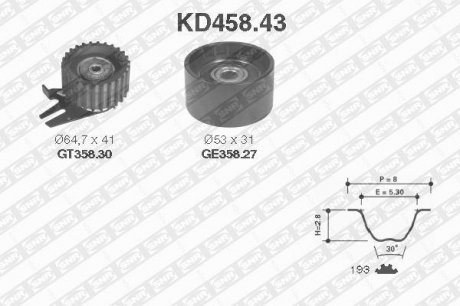 Рем. Комплект ГРМ: ремень + ролики NTN SNR KD458.43 (фото 1)