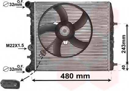 Радиатор охлаждения двигателя FABIA-POLO4 MT -AC 01- Van Wezel 76002013 (фото 1)