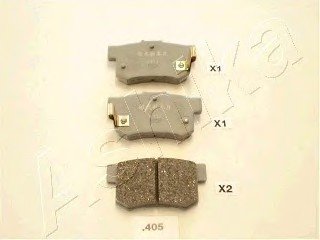 Колодки дискові гальмівні задні HONDA ACCORD (вир-во) ASHIKA 51-04-405 (фото 1)