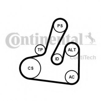 Комплект поликлинового ремня Contitech 6PK1705K2 (фото 1)