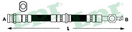 Шланг гальмівний TOYOTA AVENSIS (T25), COROLLA (E12J, E12T) передн. прав. (вир-во) LPR 6T48097 (фото 1)