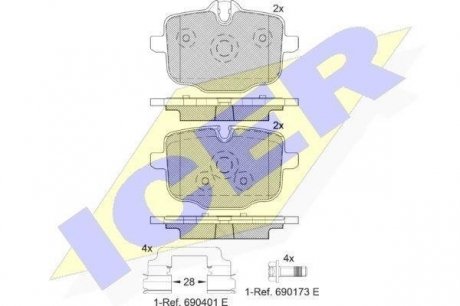 Комплект гальмівних колодок (дискових) ICER 182005202 (фото 1)