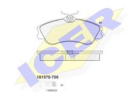 Комплект гальмівних колодок (дискових) ICER 181570700 (фото 1)