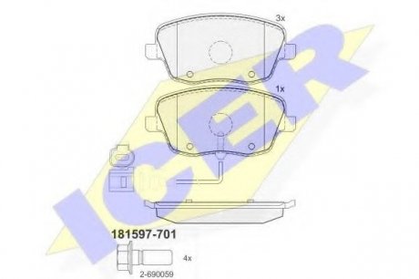 Комплект гальмівних колодок (дискових) ICER 181597701 (фото 1)