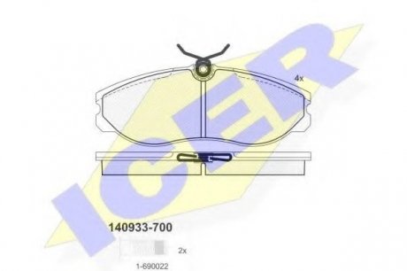 Комплект гальмівних колодок (дискових) ICER 140933700 (фото 1)