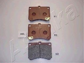 Колодки гальмівні передні дискові MAZDA 323 (вир-во) ASHIKA 50-03-342 (фото 1)