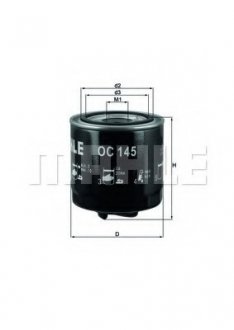 Фільтр оливний VW Caddy II 1.9 D 96-00/Polo 1.7-1. Mahle OC 145 (фото 1)