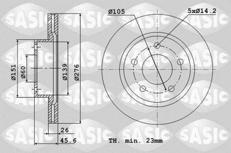 Тормозной диск, комплект SASIC 6106204 (фото 1)