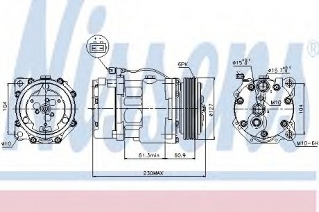 Компресор VW TRANSPORTER T4(90-)2.4 D(+)[OE 7D0.820.805 Q] NISSENS 89061 (фото 1)