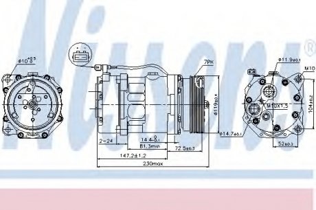Компресор VW PASSAT(88-)2.8 i(+)[OE 7M0.820.803 N] NISSENS 89118 (фото 1)