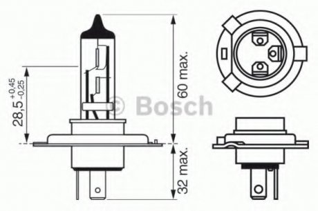 Лампа H4 HEAVY DUTY 24V Bosch 1987302442 (фото 1)